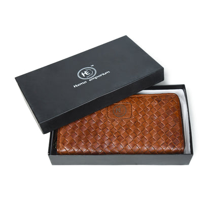Lattice Hand-Woven Leather Zip-Around Wallet