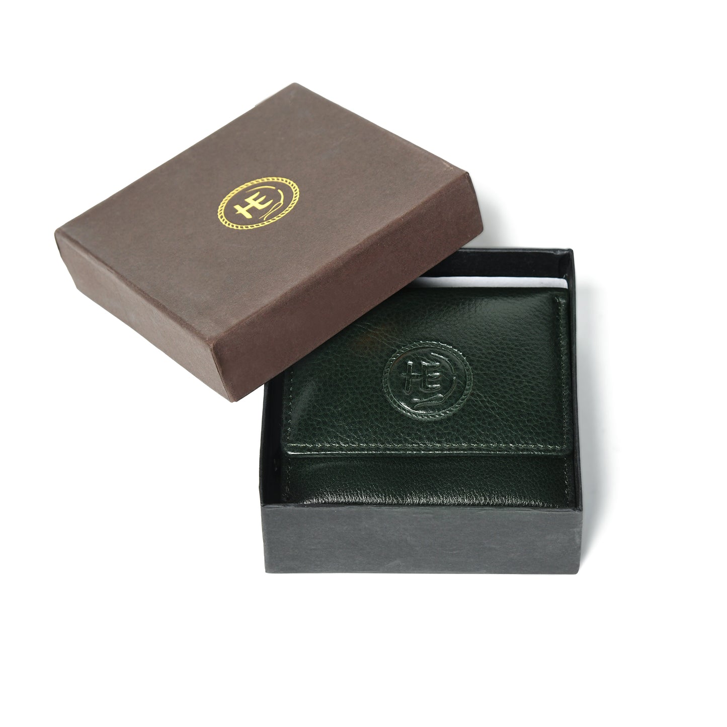 Minimalist Leather Wallet with Coin Pocket - Olive Green