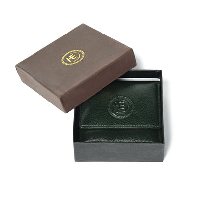 Minimalist Leather Wallet with Coin Pocket - Olive Green