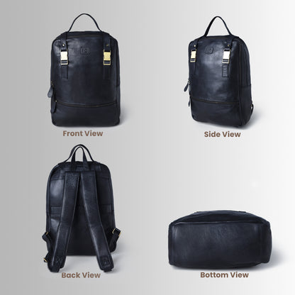 The Marlowe - Leather Backpack with Gold Buckle Straps