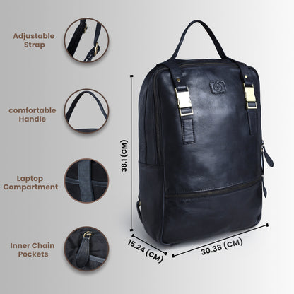 The Marlowe - Leather Backpack with Gold Buckle Straps