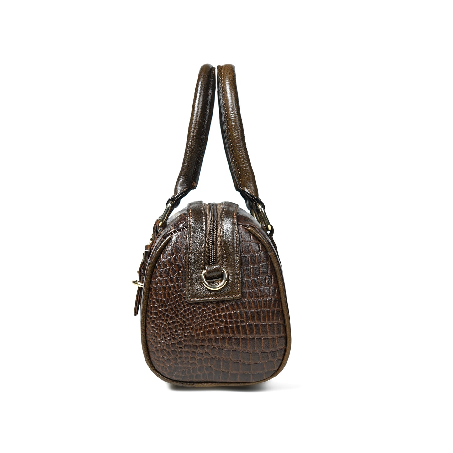 Textured Barrel Satchel - Tan Brown