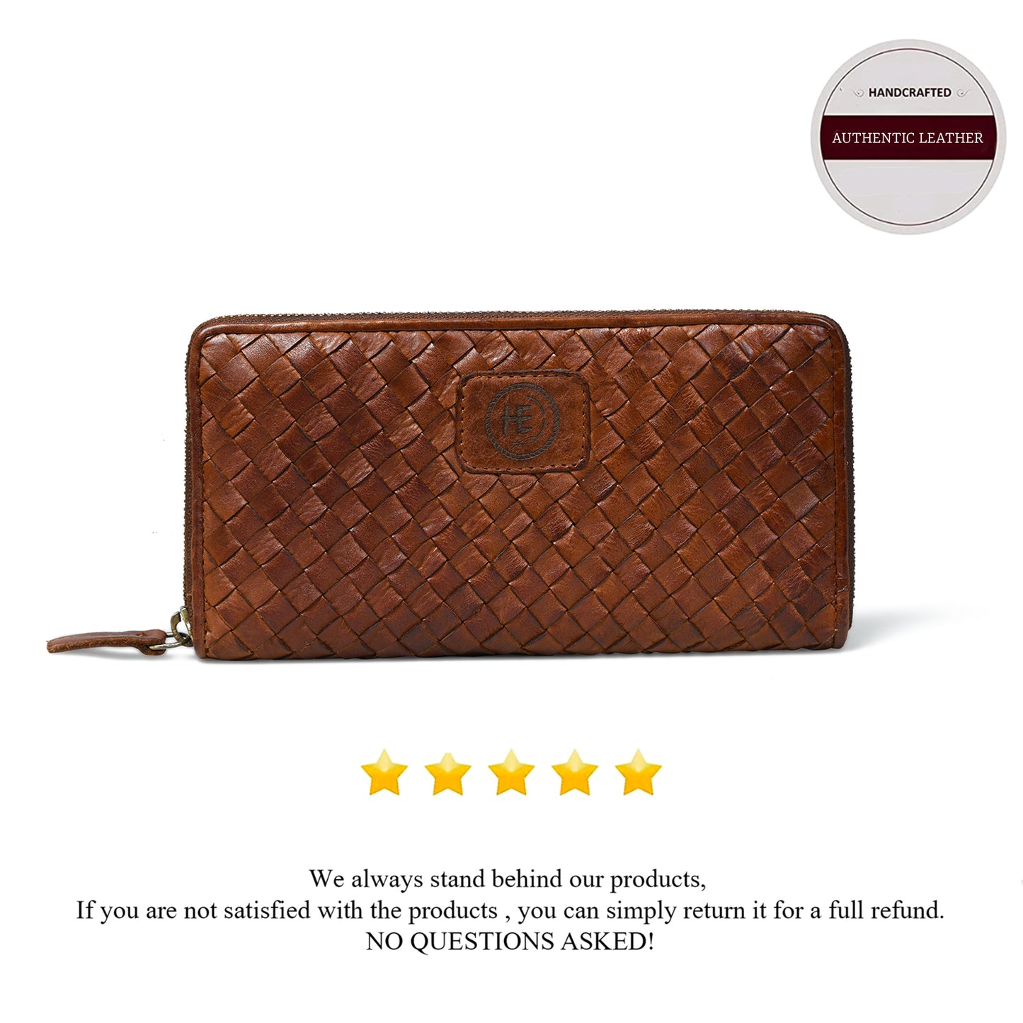 Lattice Hand-Woven Leather Zip-Around Wallet