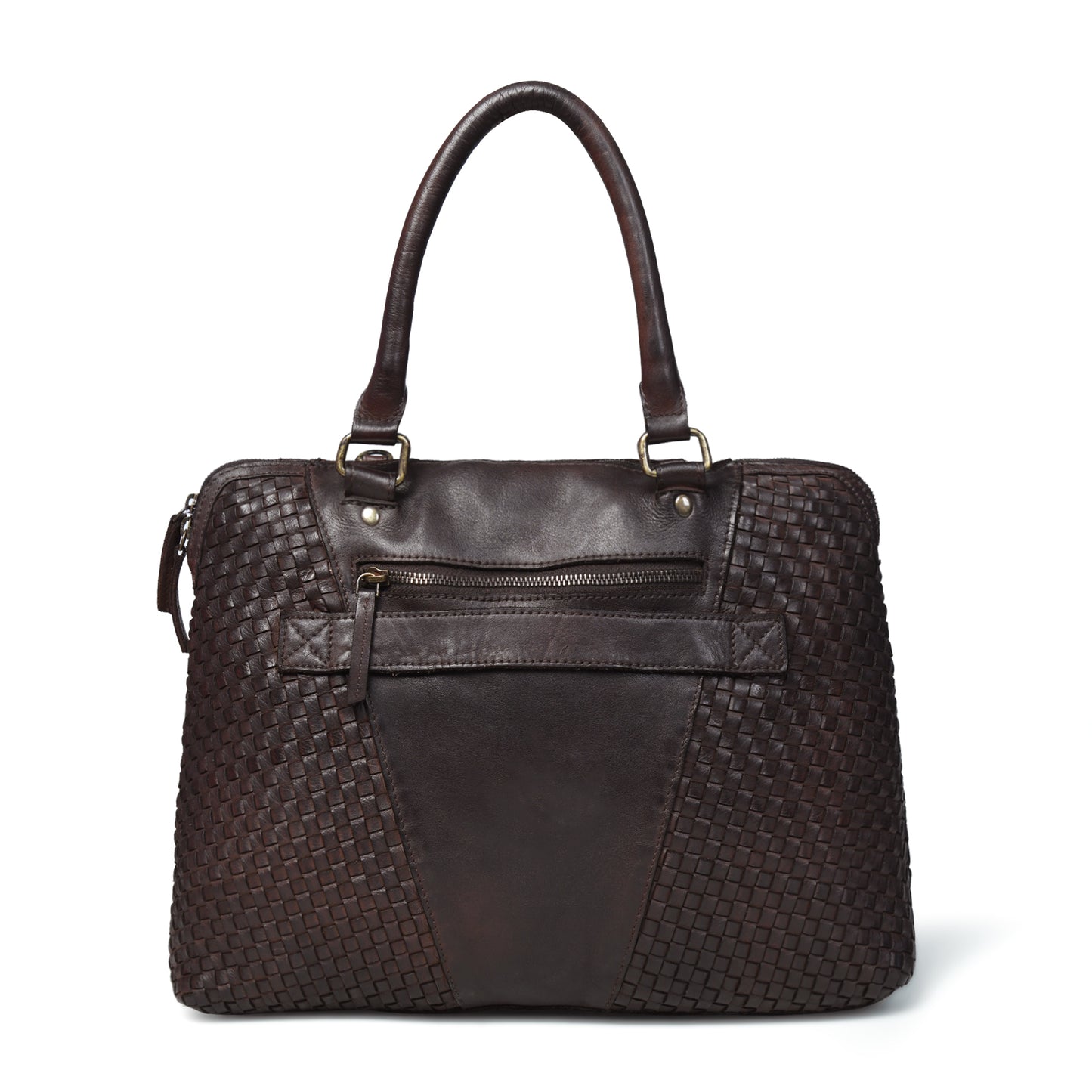 Handwoven Leather Tote Bag for Women with Trolley Sleeve