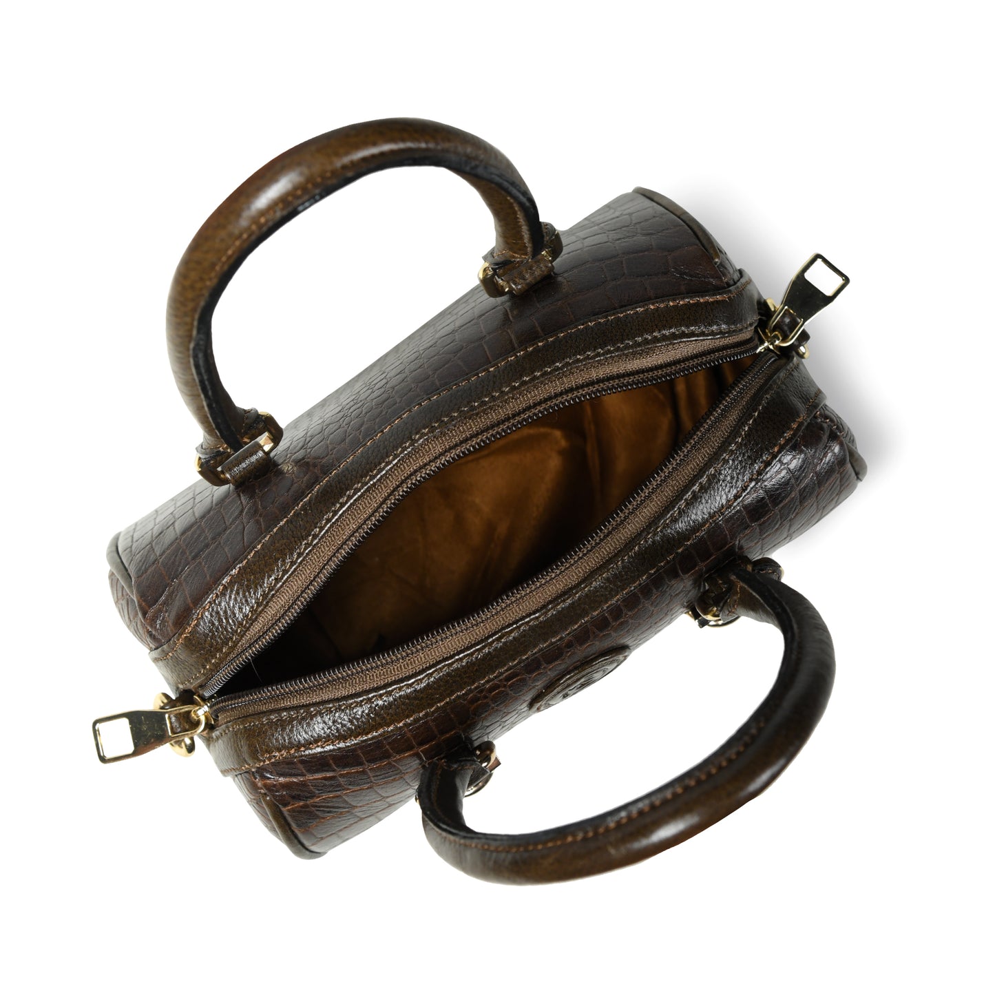 Textured Barrel Satchel - Tan Brown