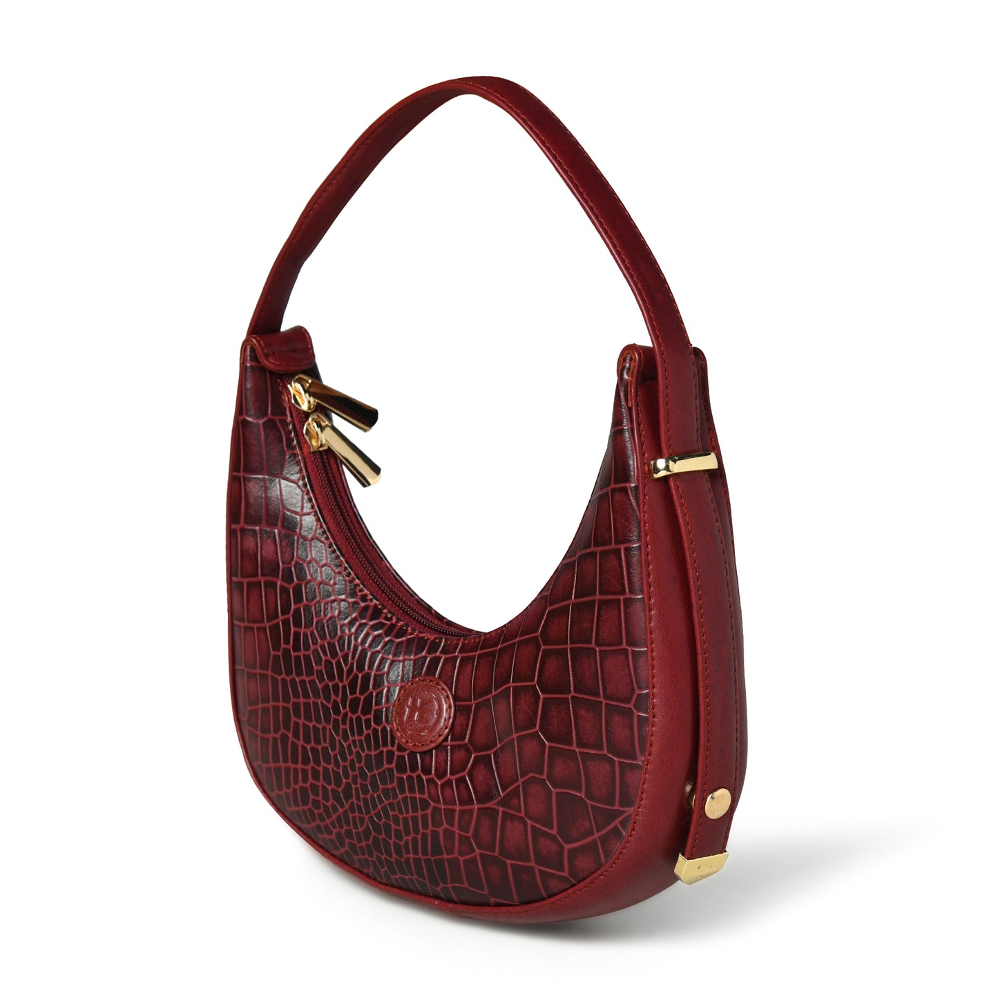 Half Moon Leather Party Bag for Women | Croc Shoulder Bag
