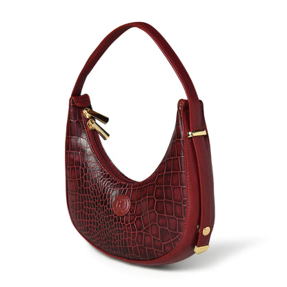 Half Moon Leather Party Bag for Women | Croc Shoulder Bag
