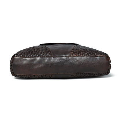 Handwoven Leather Tote Bag for Women with Trolley Sleeve
