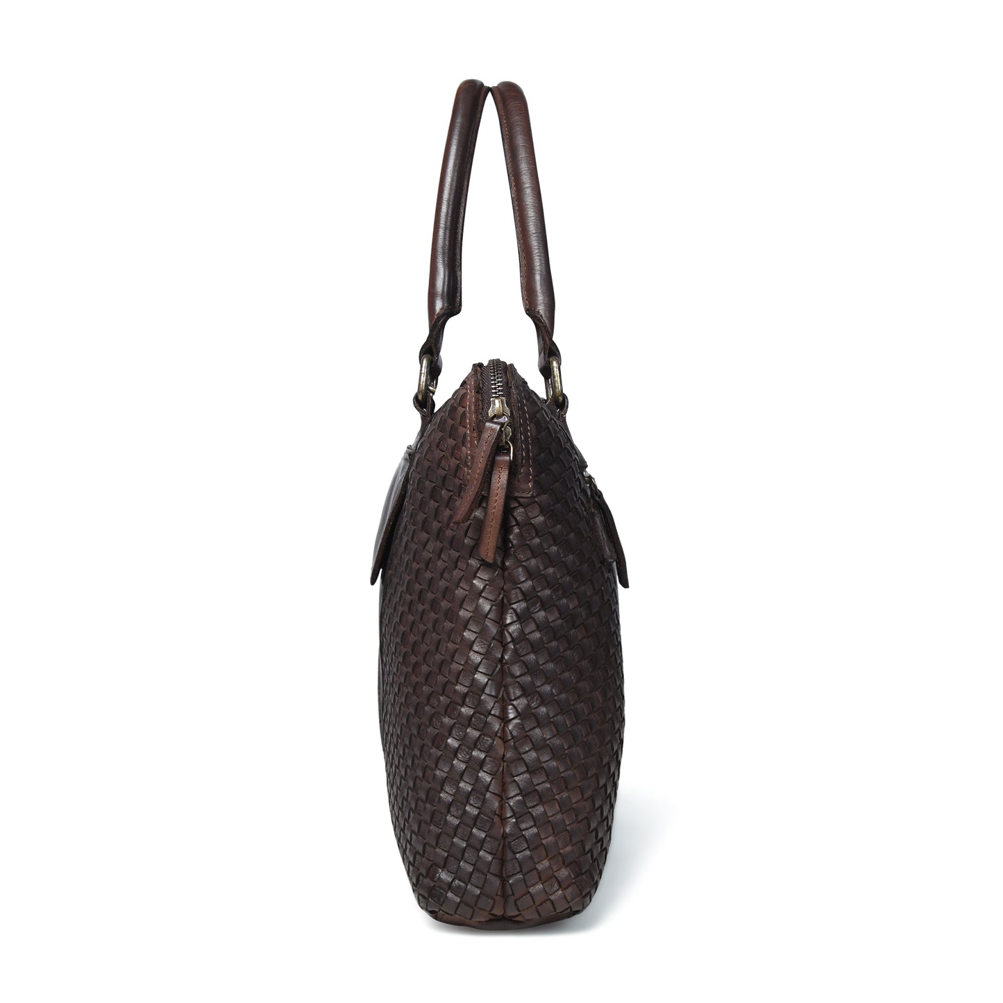 Handwoven Leather Tote Bag for Women with Trolley Sleeve