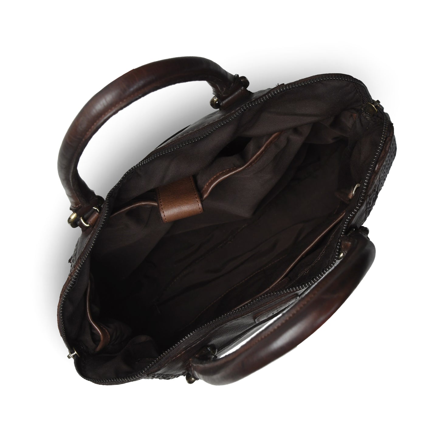 Handwoven Leather Tote Bag for Women with Trolley Sleeve