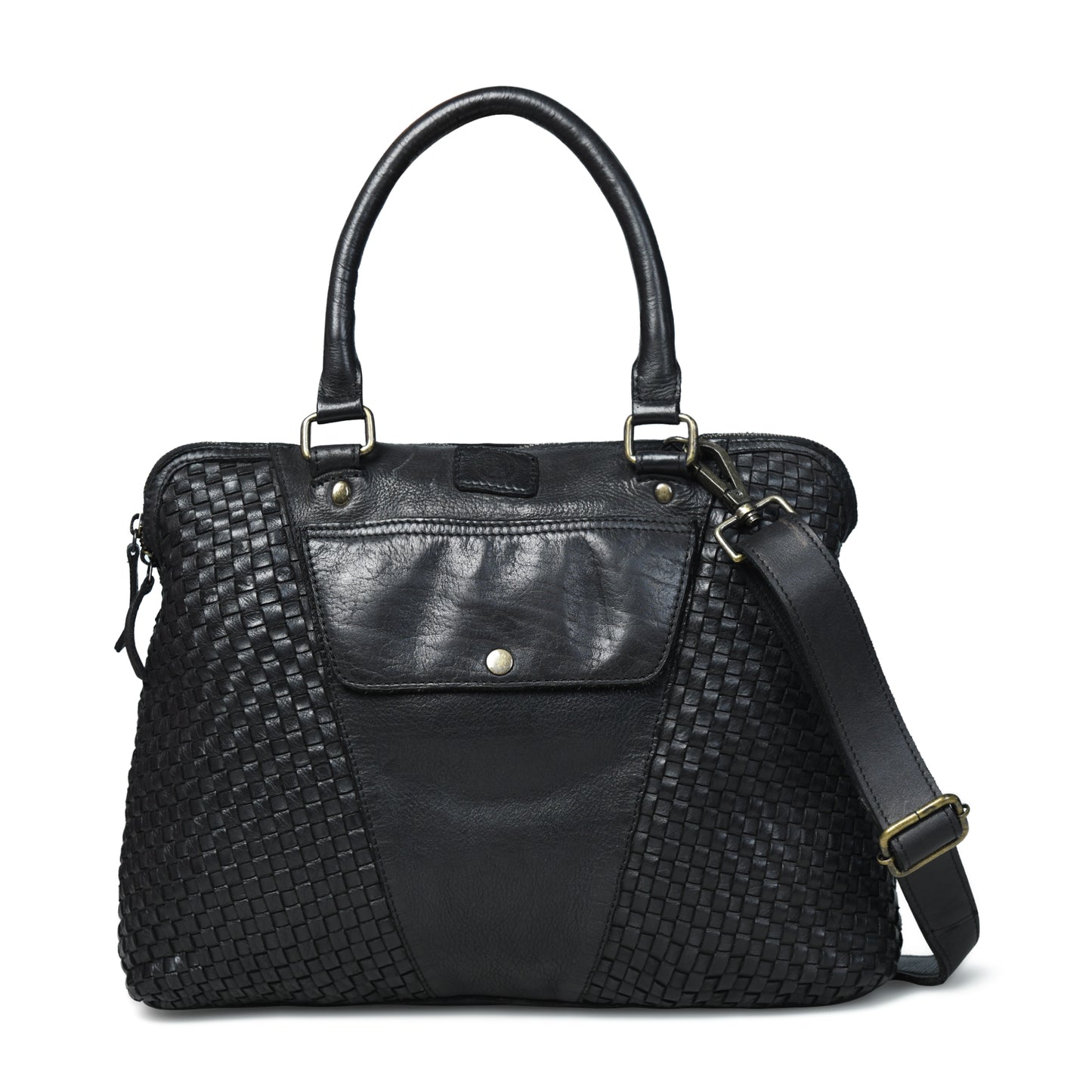 Handwoven Leather Tote Bag for Women with Trolley Sleeve