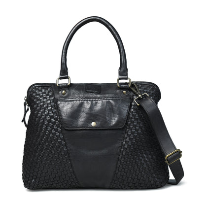 Handwoven Leather Tote Bag for Women with Trolley Sleeve