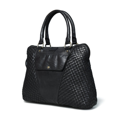 Handwoven Leather Tote Bag for Women with Trolley Sleeve