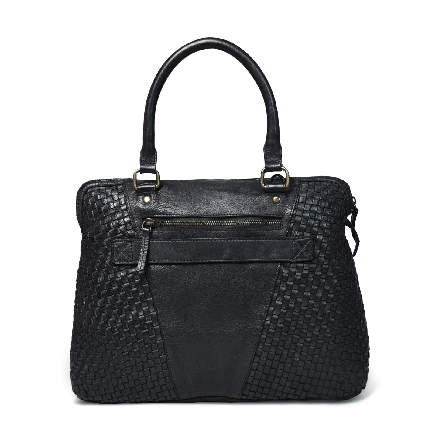 Handwoven Leather Tote Bag for Women with Trolley Sleeve
