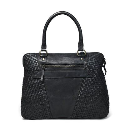 Handwoven Leather Tote Bag for Women with Trolley Sleeve