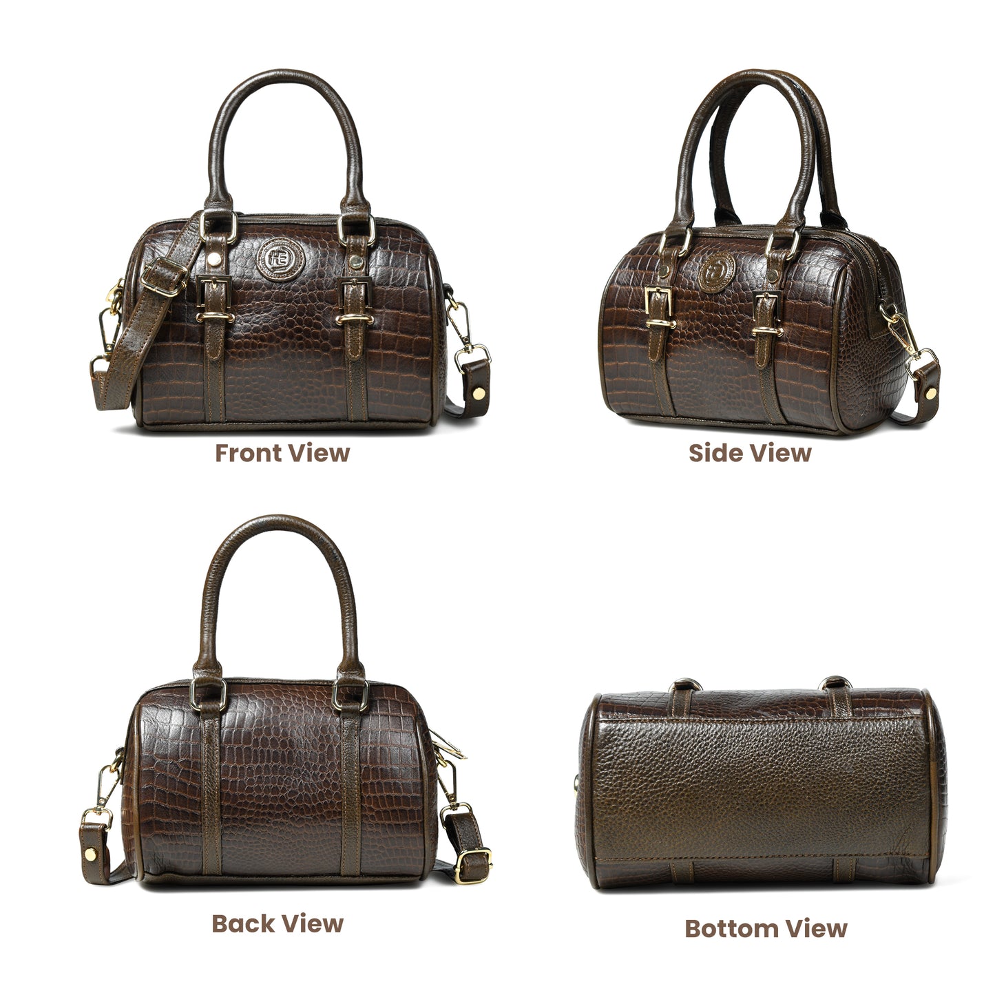 Textured Barrel Satchel - Tan Brown