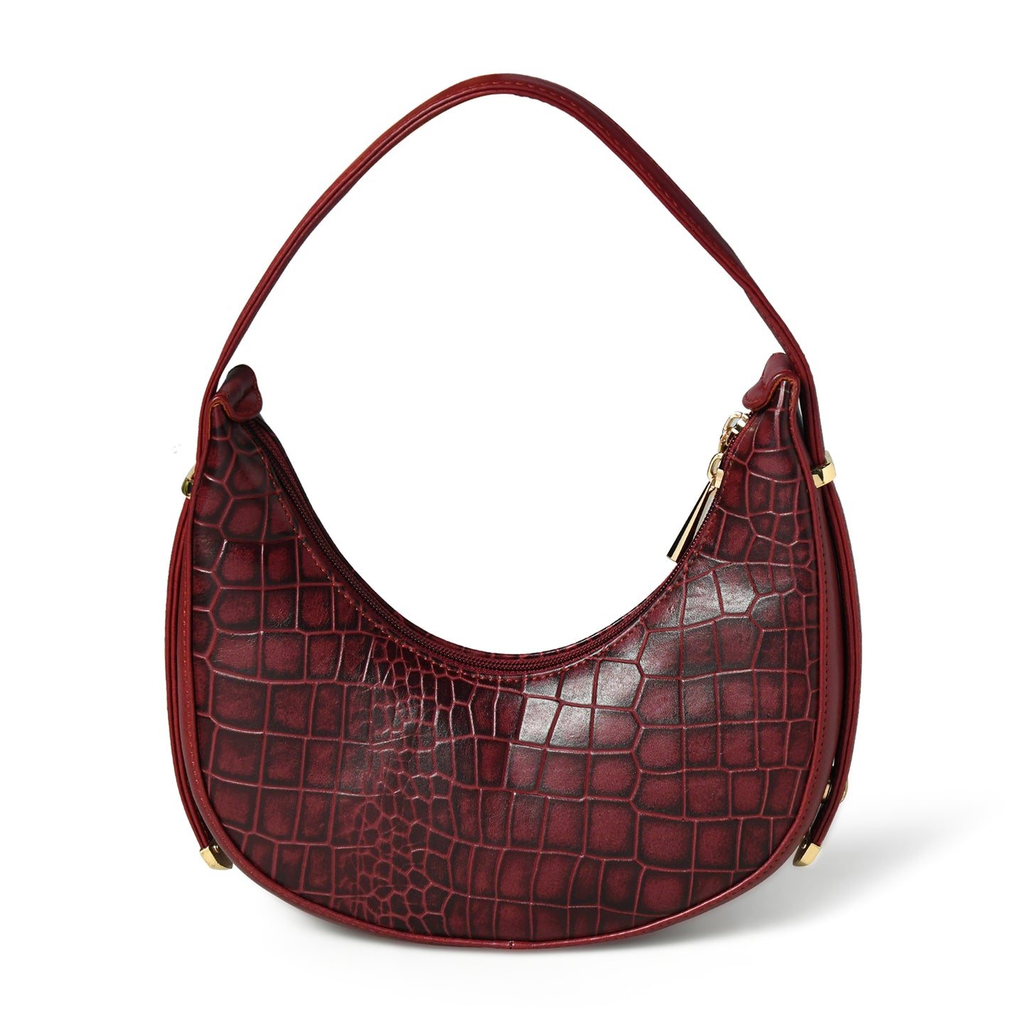 Half Moon Leather Party Bag for Women | Croc Shoulder Bag