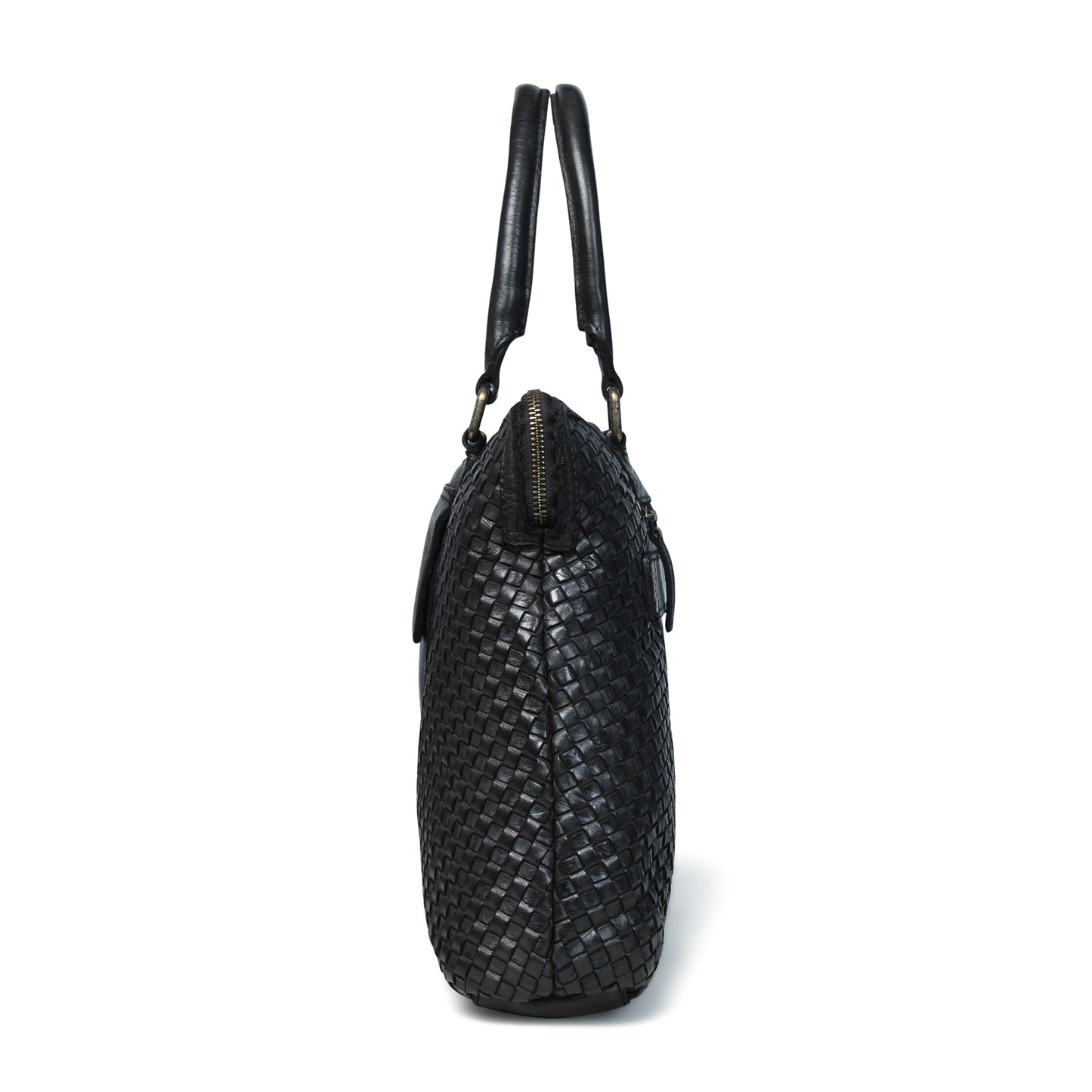 Handwoven Leather Tote Bag for Women with Trolley Sleeve