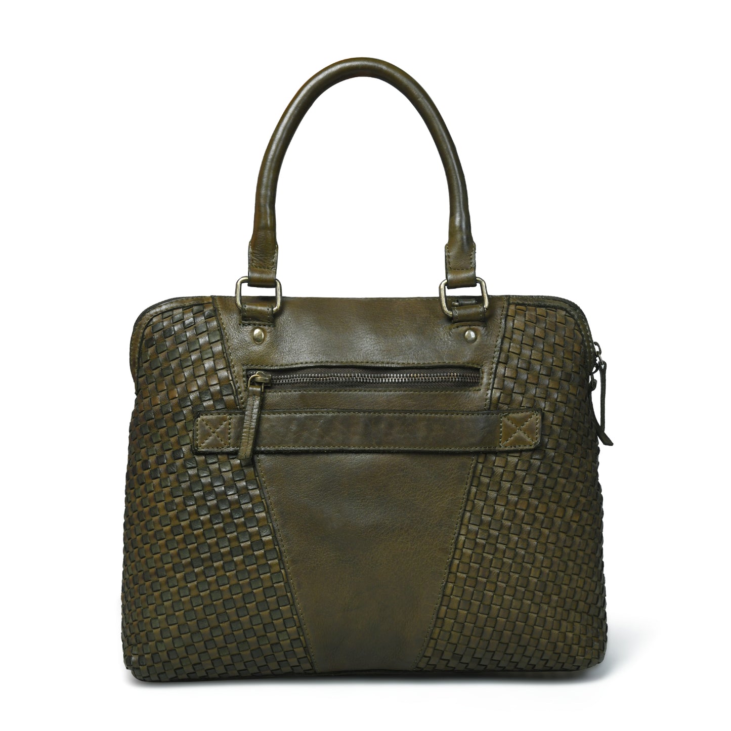 Handwoven Leather Tote Bag for Women with Trolley Sleeve