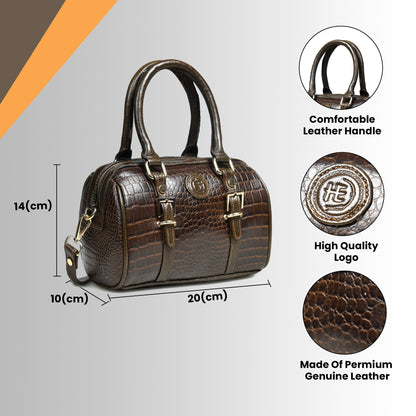 Textured Barrel Satchel - Tan Brown