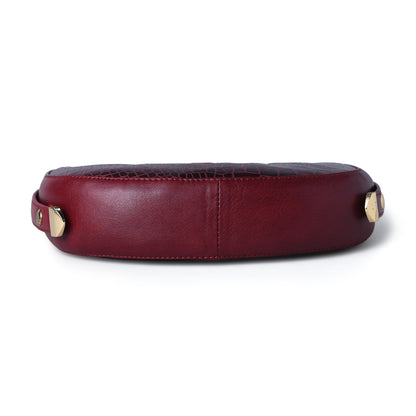 Half Moon Leather Party Bag for Women | Croc Shoulder Bag