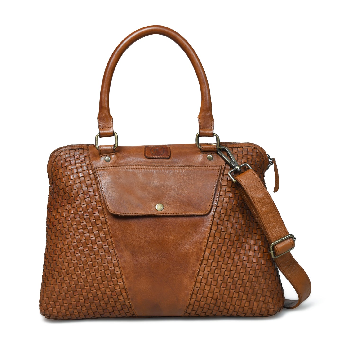 Handwoven Leather Tote Bag for Women with Trolley Sleeve