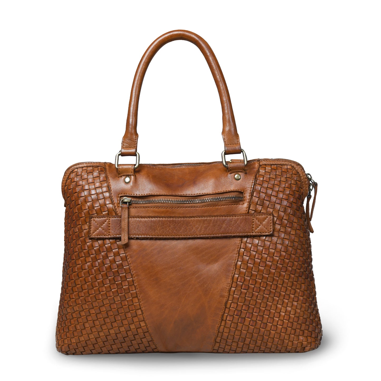 Handwoven Leather Tote Bag for Women with Trolley Sleeve