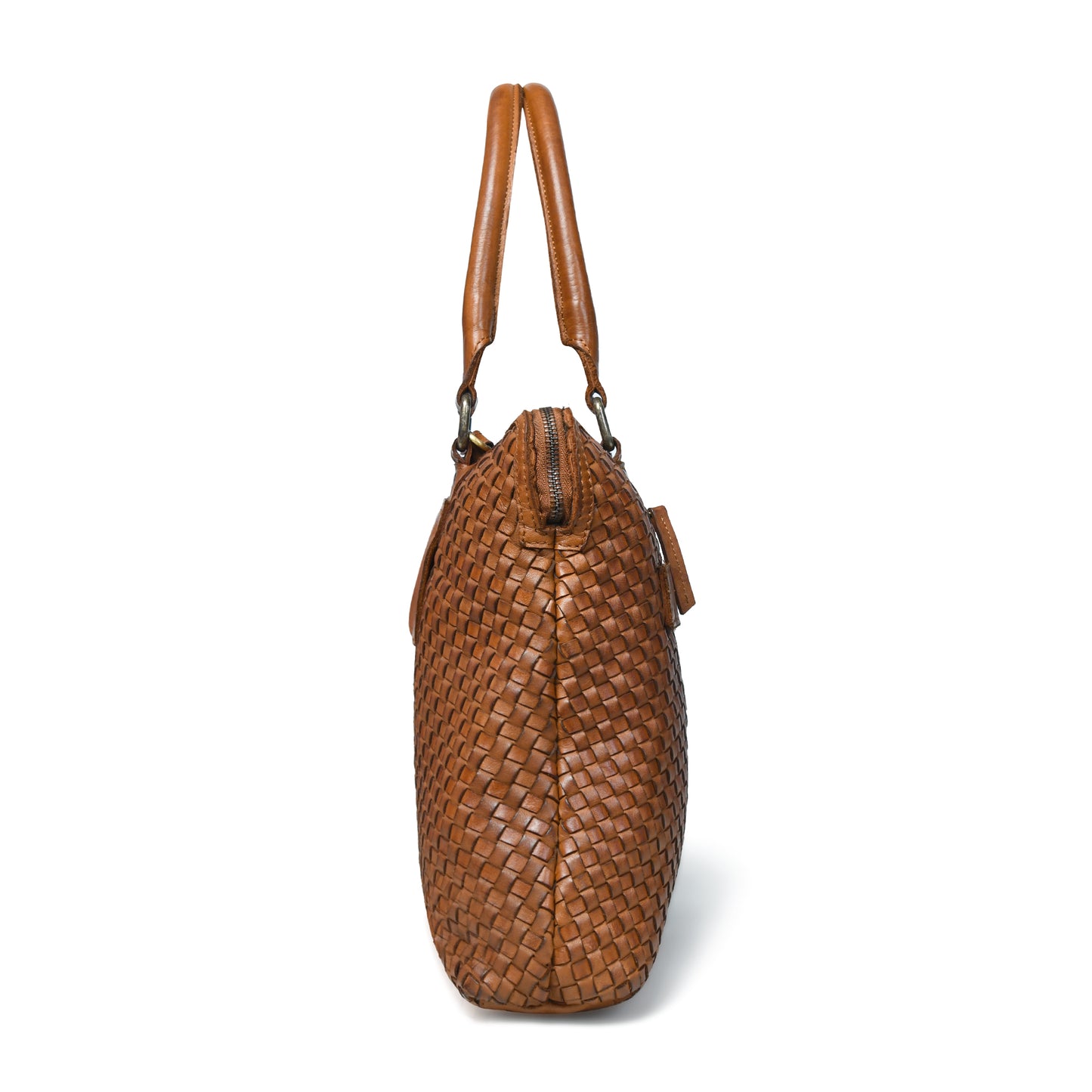 Handwoven Leather Tote Bag for Women with Trolley Sleeve