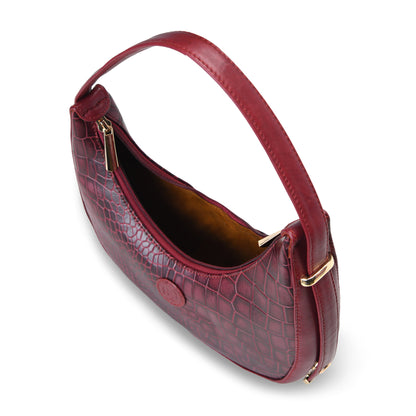 Half Moon Leather Party Bag for Women | Croc Shoulder Bag