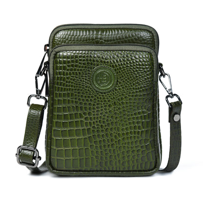 Croc Emposed Sling Bag - Olive Green