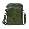 Olive Green Leather Sling Bag - front view, handcrafted buffalo leather | Hema Emporium