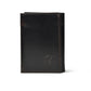 Black leather wallet for men - front view, handcrafted buffalo leather | Hema Emporium