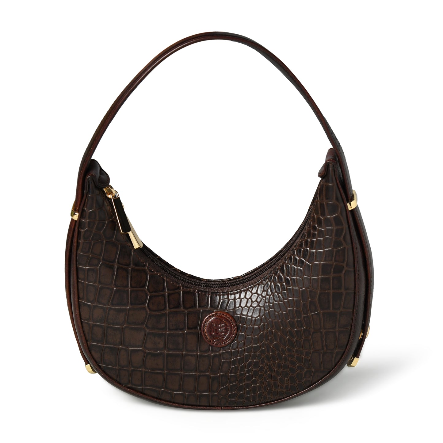 Half Moon Leather Party Bag for Women | Croc Shoulder Bag