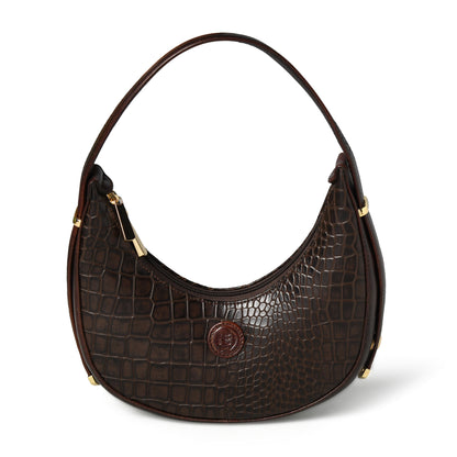 Half Moon Leather Party Bag for Women | Croc Shoulder Bag