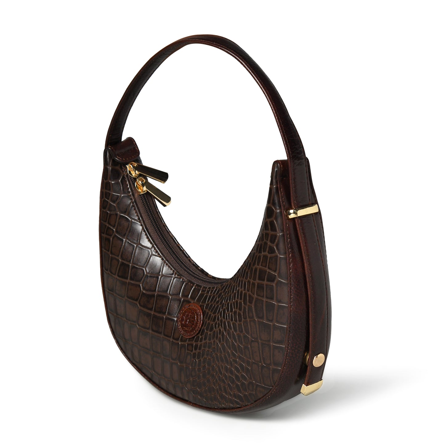 Half Moon Leather Party Bag for Women | Croc Shoulder Bag