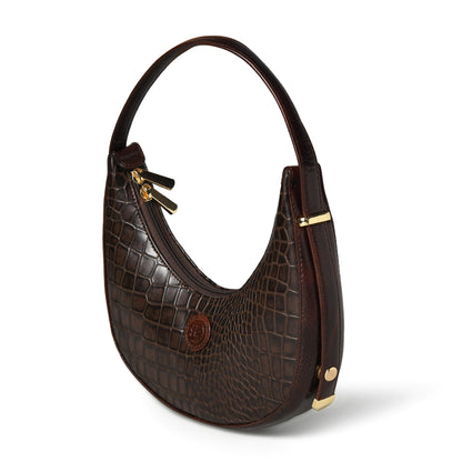 Half Moon Leather Party Bag for Women | Croc Shoulder Bag