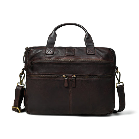 Classic Leather Laptop Bag - Dark Brown