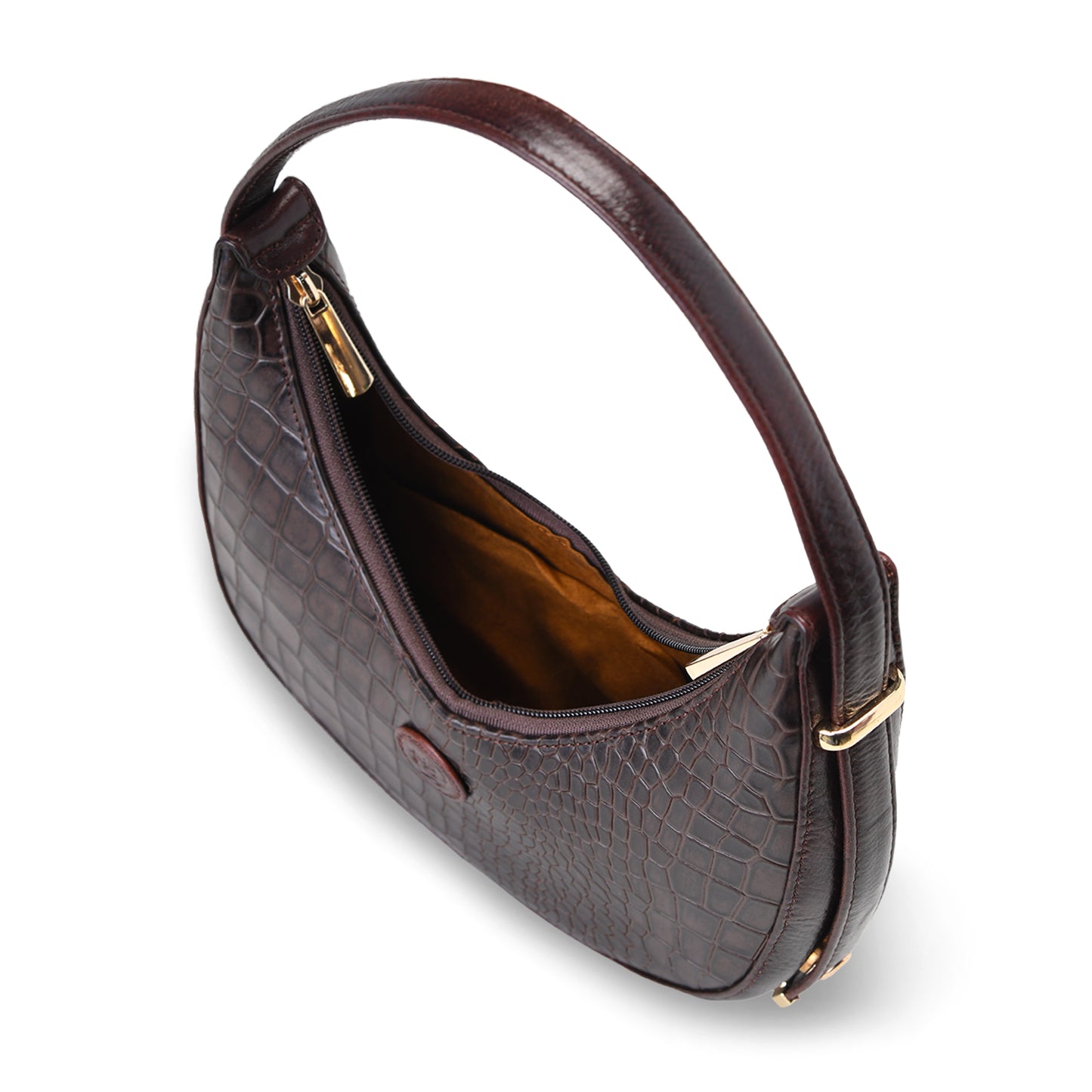 Half Moon Leather Party Bag for Women | Croc Shoulder Bag