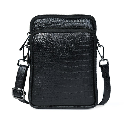 Croc Emposed Sling Bag - Black