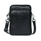 Black Leather Sling Bag - front view, handcrafted buffalo leather | Hema Emporium