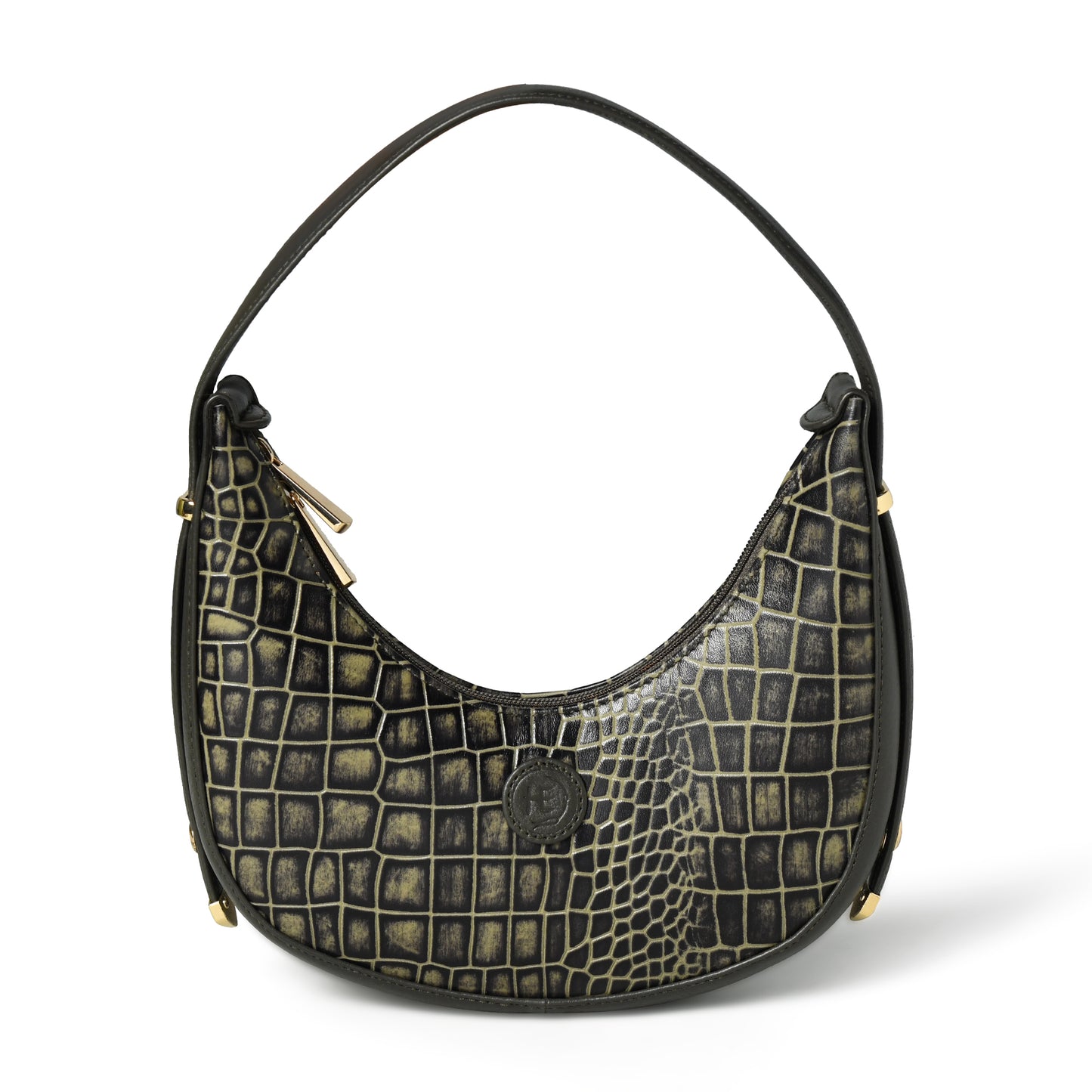 Half Moon Leather Party Bag for Women | Croc Shoulder Bag