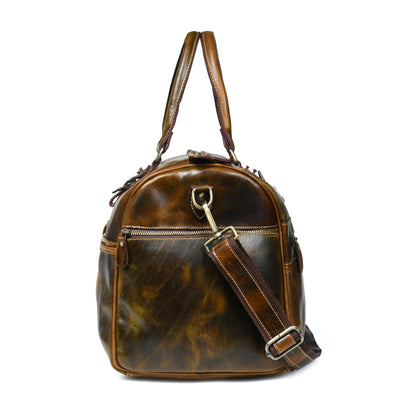 Classic Leather Travel Duffle – Top-Zip Design - Brown