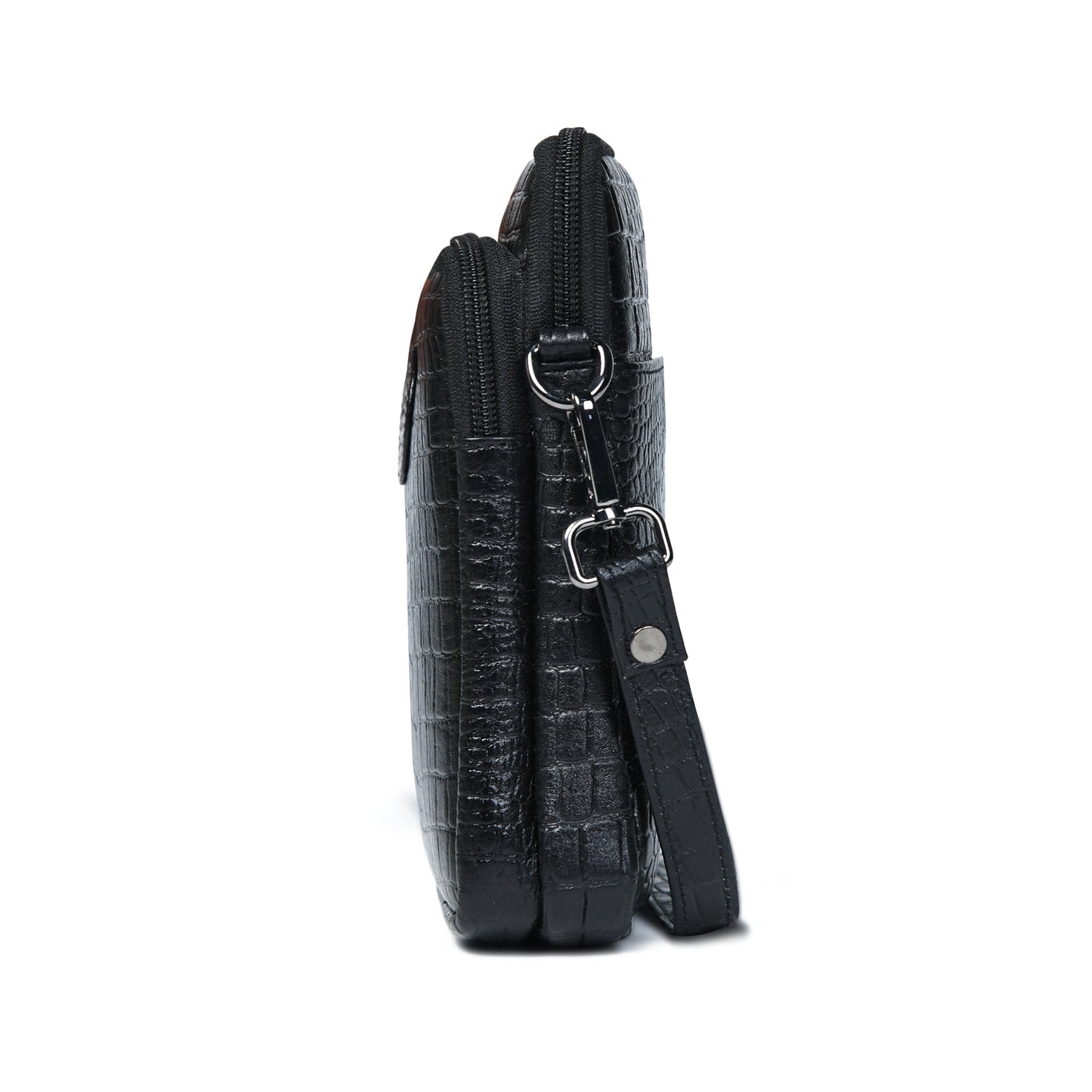 Croc Emposed Sling Bag - Black