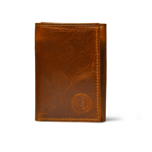 Brown Leather Wallet for Men - front view, handcrafted buffalo leather | Hema Emporium