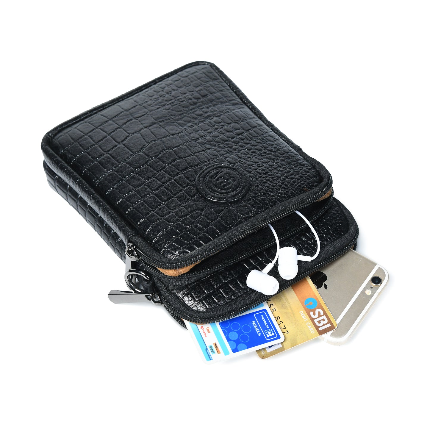 Croc Emposed Sling Bag - Black