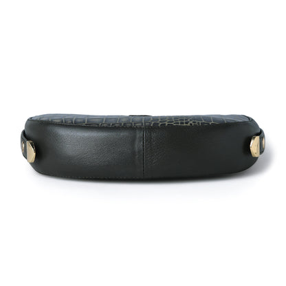 Half Moon Leather Party Bag for Women | Croc Shoulder Bag