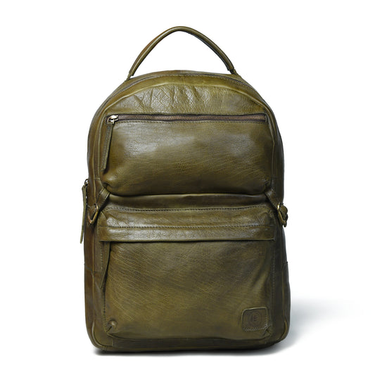 Olive green leather bag - front view, handcrafted buffalo leather | Hema Emporium