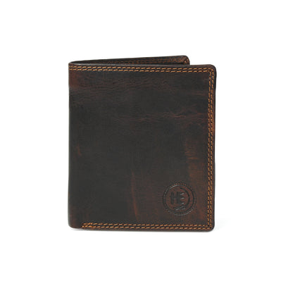 Vintage Dark Brown Trifold ID Wallet
