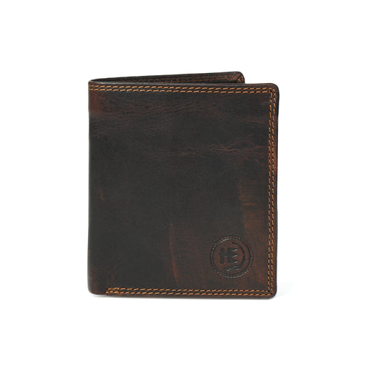 Vintage Dark Brown Trifold ID Wallet