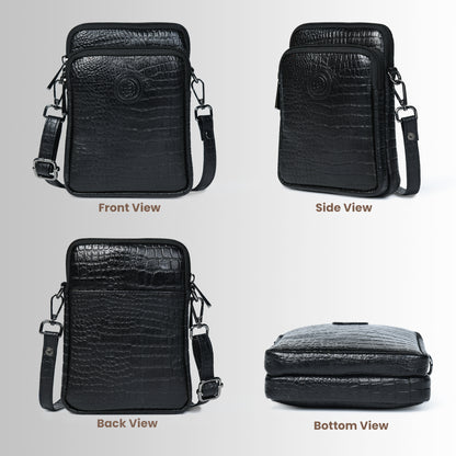 Croc Emposed Sling Bag - Black